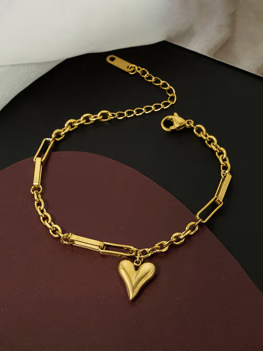 Anti-Tarnish Gold Heart Charm Bracelet – Dainty & Durable Love Jewelry-4